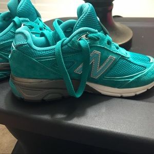 Turquoise NB990 sz1, pink nike12.5c black shoe 13